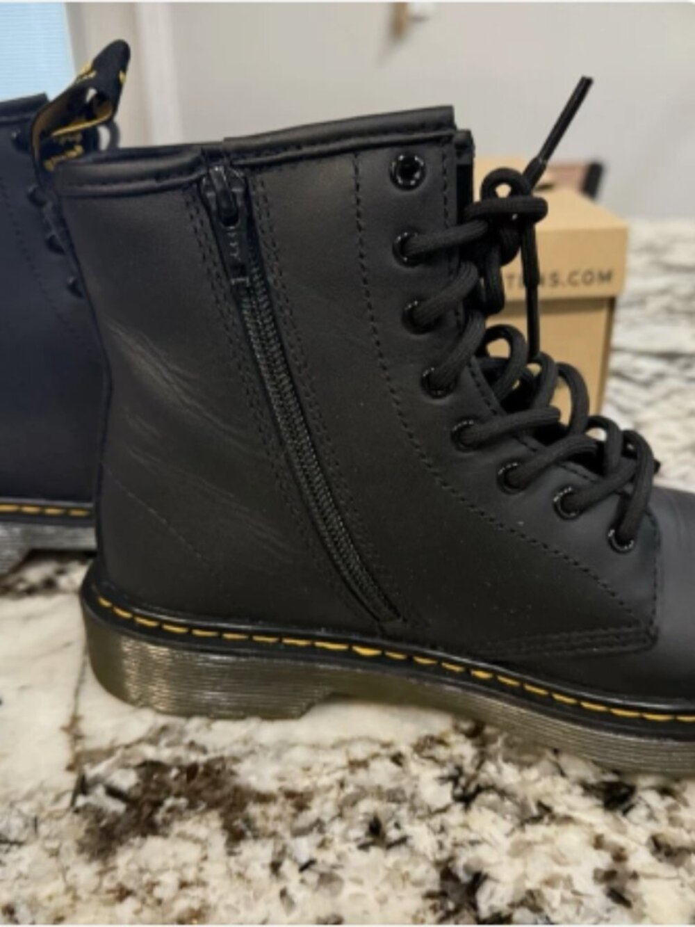 Dr Martins Black Combat‎ Leather Zip Up Boot Size 5